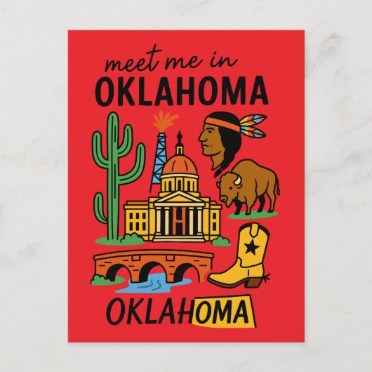 Ontmoet me in Oklahoma Retro Native Amerikaanse Co Briefkaart (Voorkant)