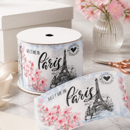 Ontmoet me in Parijs 3" breed Grosgrain Lint