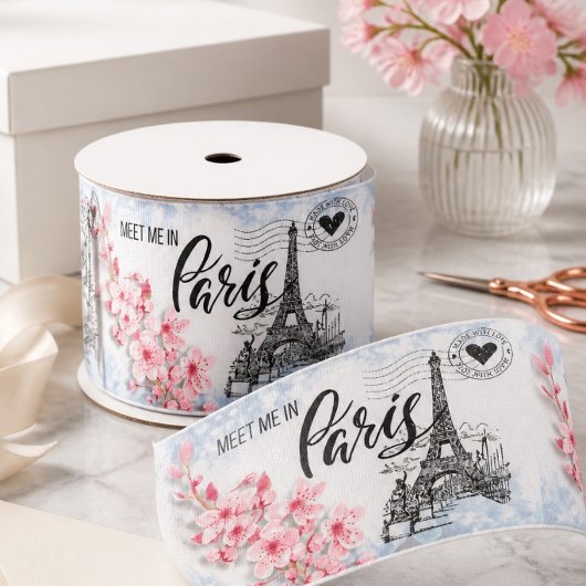 Ontmoet me in Parijs 3" breed Grosgrain Lint