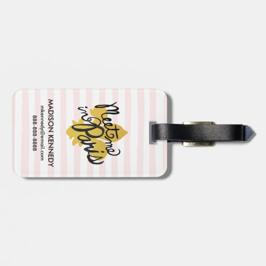 Ontmoet me in Parijs Black en Gold Bagagelabel (Achterkant horizontaal)