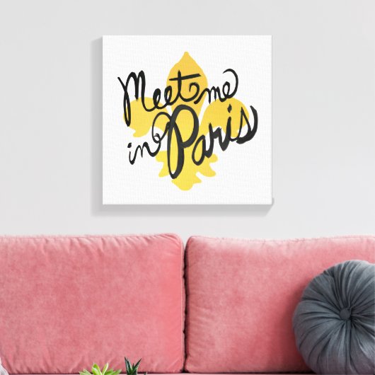 Ontmoet me in Parijs Black en Gold Canvas Afdruk (Insitu (Woonkamer))