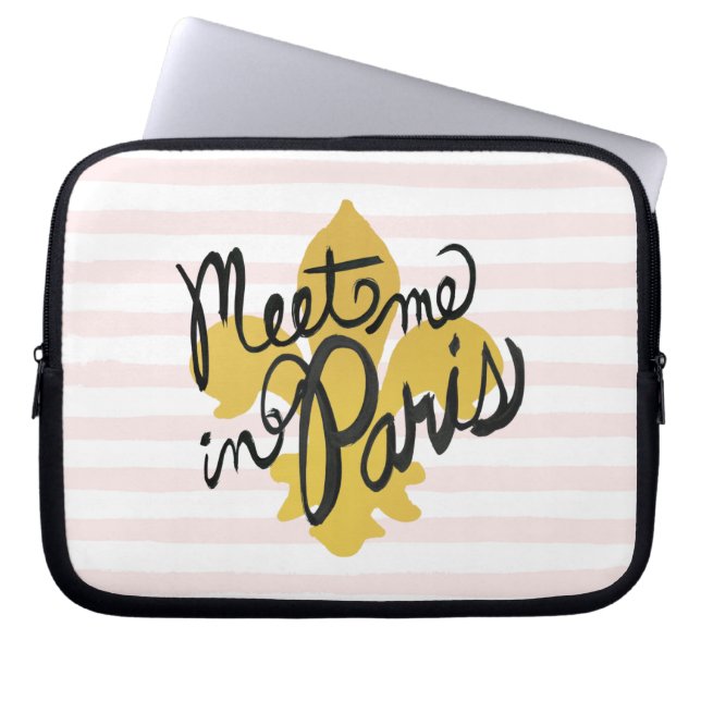Ontmoet me in Parijs Black en Gold Laptop Sleeve (Voorkant)