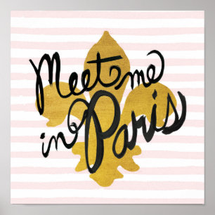 Ontmoet me in Parijs Black en Gold Poster