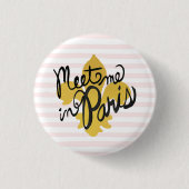 Ontmoet me in Parijs Black en Gold Ronde Button 3,2 Cm (Voorkant)