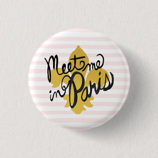 Ontmoet me in Parijs Black en Gold Ronde Button 3,2 Cm (Voorkant)
