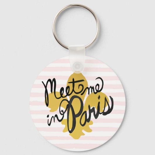 Ontmoet me in Parijs Black en Gold Sleutelhanger (Voorkant)