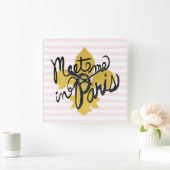 Ontmoet me in Parijs Black en Gold Vierkante Klok (Huis)