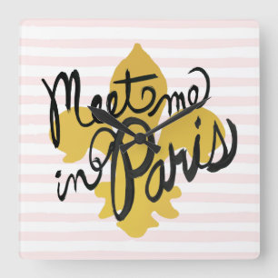 Ontmoet me in Parijs Black en Gold Vierkante Klok