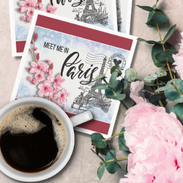 Ontmoet me in Parijs Cocktail Napkin Servet