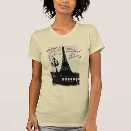 Ontmoet me in Parijs Romantic Lovers Eiffel Tower T-shirt (Voorkant)
