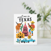 Ontmoet me in Texas Longhorn Cowboy Austin Briefkaart (Staand voorkant)