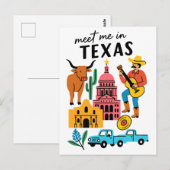 Ontmoet me in Texas Longhorn Cowboy Austin Briefkaart (Voorkant / Achterkant)