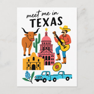 Ontmoet me in Texas Longhorn Cowboy Austin Briefkaart