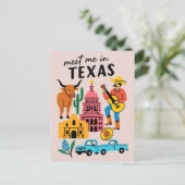 Ontmoet me in Texas Retro Cowboy Austin Briefkaart (Staand voorkant)