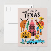 Ontmoet me in Texas Retro Cowboy Austin Briefkaart (Voorkant / Achterkant)