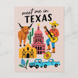 Ontmoet me in Texas Retro Cowboy Austin Briefkaart