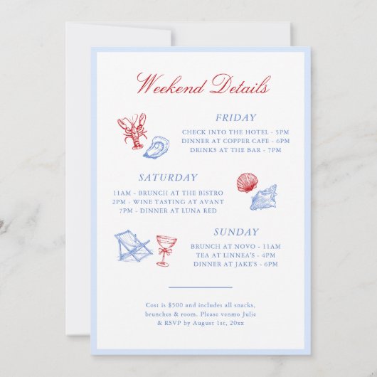 Ontmoet Me in The Hamptons Bachelorette Kaart (Achterkant)