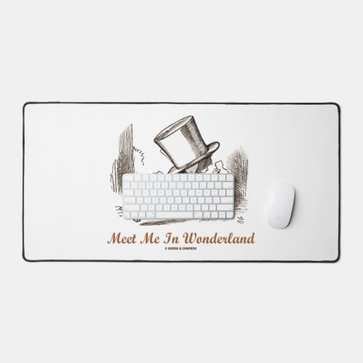 Ontmoet me in Wonderland Mad Hatter aan het rennen Bureaumat (Keyboard & Muis)