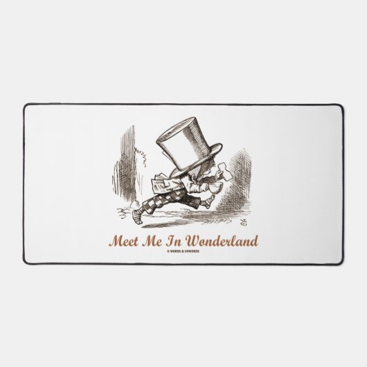 Ontmoet me in Wonderland Mad Hatter aan het rennen Bureaumat (Voorkant)