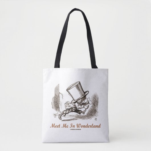 Ontmoet me in Wonderland Mad Hatter aan het rennen Tote Bag (Voorkant)