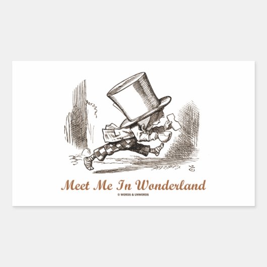 Ontmoet me in Wonderland (Mad Hatter onderweg) Rechthoekige Sticker (Voorkant)