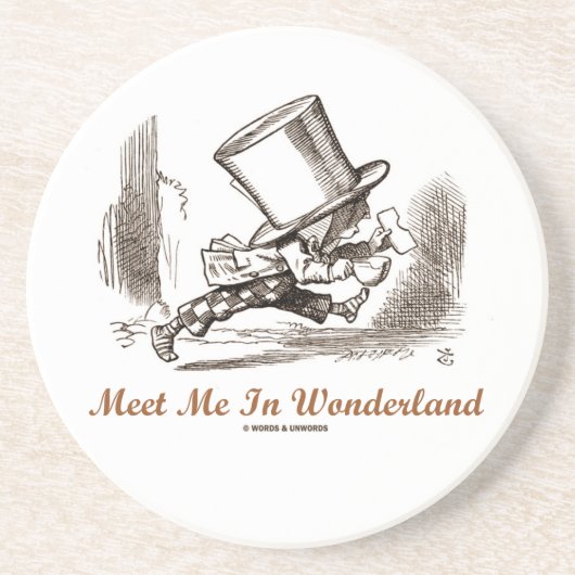 Ontmoet me in Wonderland (Mad Hatter onderweg) Zandsteen Onderzetter (Voorkant)
