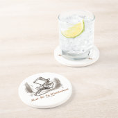 Ontmoet me in Wonderland (Mad Hatter onderweg) Zandsteen Onderzetter (Zijkant)