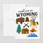 Ontmoet me in Wyoming Cowboy Bison Devils Tower Briefkaart (Voorkant / Achterkant)
