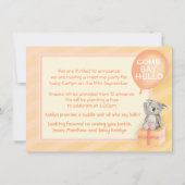 Ontmoet me nieuwe baby aankondiging oranje koala k (Achterkant)