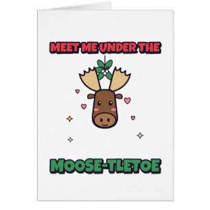 Ontmoet me onder de eland-tak Kerstmis Pun Kaart