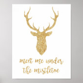 Ontmoet me onder de maîtletoe - Gold Kerstdeer Poster (Voorkant)