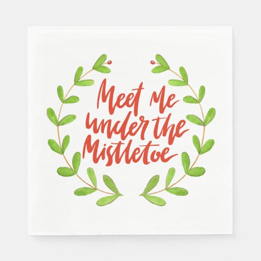 Ontmoet me onder de maîtletoe - kerstmis servet (Voorkant)