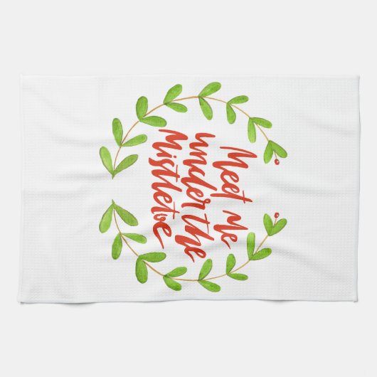 Ontmoet me onder de maîtletoe - kerstmis theedoek (Horizontaal)