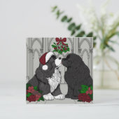 Ontmoet me onder de maretak Newfoundland Feestdagenkaart (Staand voorkant)