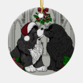 Ontmoet me onder de maretak Newfoundland Keramisch Ornament (Voorkant)