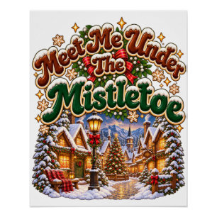 Ontmoet me onder de mistletoe, gezellige wintercab perfect poster