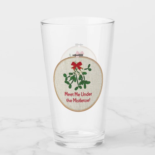 Ontmoet me onder de mistletoe | Kerstmis Glas (Voorkant)