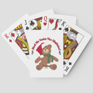 Ontmoet me onder de mistletoe! Kerstmis Teddybeer Pokerkaarten