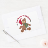 Ontmoet me onder de mistletoe! KerstTeddy Bear Rechthoekige Sticker (Envelop)