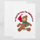 Ontmoet me onder de mistletoe! Kerstteddybeer Briefpapier (Voorkant / Achterkant)