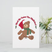 Ontmoet me onder de mistletoe! Kerstteddybeer Briefpapier (Staand voorkant)