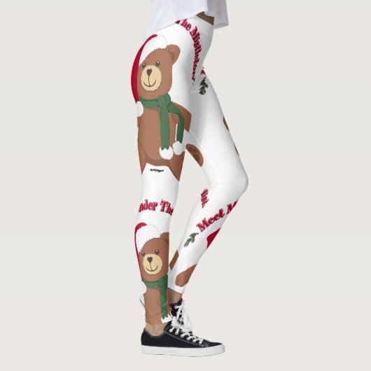 Ontmoet me onder de Mistletoe-kerstteddybeer Leggings (Rechts)