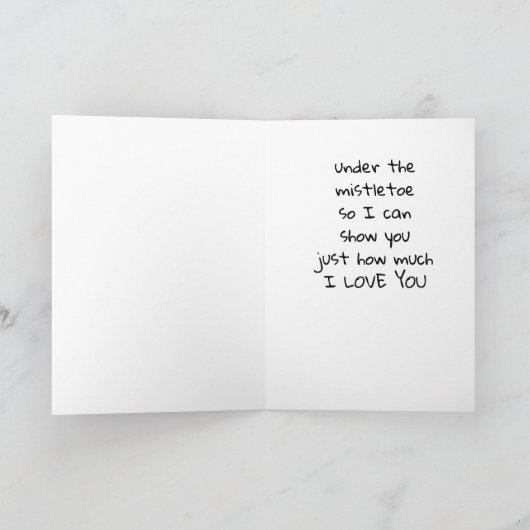 ONTMOET ME "ONDER DE MISTLETOE" MAN FEESTDAGEN KAART (Binnen)