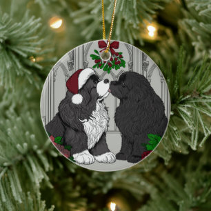 Ontmoet me onder de mistletoe Newfoundland Keramisch Ornament