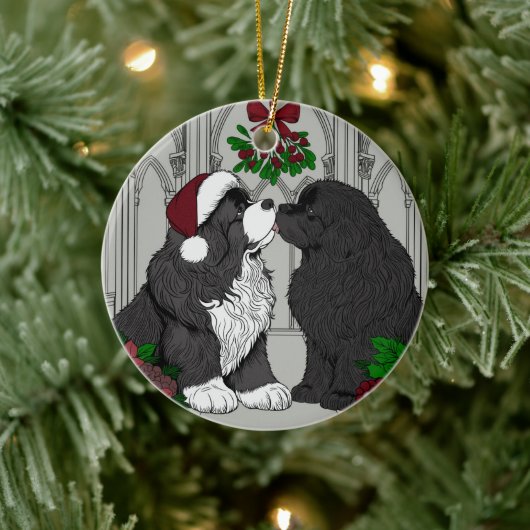 Ontmoet me onder de mistletoe Newfoundland Keramisch Ornament (Boom)