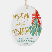 Ontmoet me onder de Mistletoe persoonlijke bruilof Keramisch Ornament (Rechts)