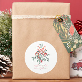 Ontmoet me onder de mistletoe ronde sticker