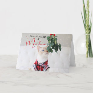 Ontmoet me onder de Mistletoe Schattigee kattenker Kaart
