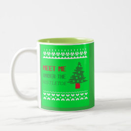 Ontmoet me onder de mistletoe tweekleurige koffiemok