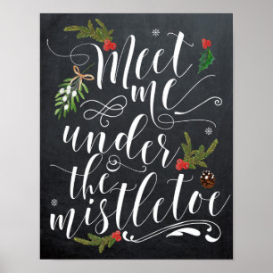 Ontmoet me onder de mistletoe-vakantiewiskundedruk poster